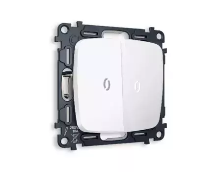 Комплект механизма 2-кл проходного выключателя с подсветкой Ambrella Volt Omega MO124035