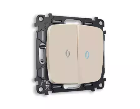 Комплект механизма 2-кл проходного выключателя с подсветкой Ambrella Volt Omega MO324040