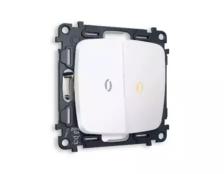 Комплект механизма 2-кл проходного выключателя с подсветкой Ambrella Volt Omega MO124030