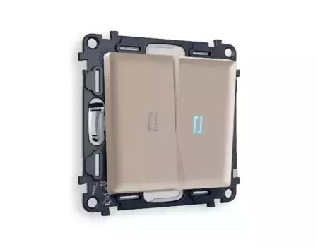 Комплект механизма 2-кл проходного выключателя с подсветкой Ambrella Volt Alfa MA364040