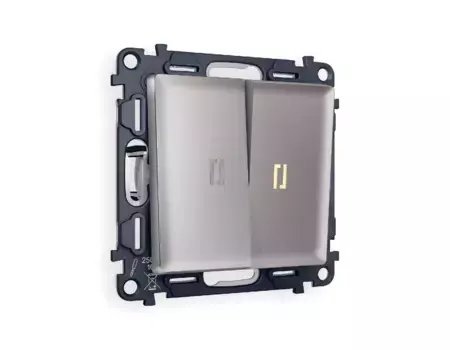 Комплект механизма 2-кл проходного выключателя с подсветкой Ambrella Volt Alfa MA504030