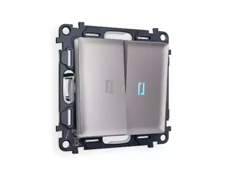 Комплект механизма 2-кл проходного выключателя с подсветкой Ambrella Volt Alfa MA504040