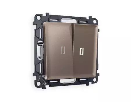 Комплект механизма 2-кл проходного выключателя с подсветкой Ambrella Volt Alfa MA634035