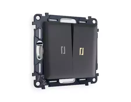 Комплект механизма 2-кл проходного выключателя с подсветкой Ambrella Volt Alfa MA904030