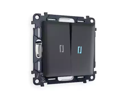 Комплект механизма 2-кл проходного выключателя с подсветкой Ambrella Volt Alfa MA904040