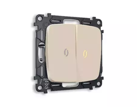 Комплект механизма 2-кл проходного выключателя с подсветкой Ambrella Volt Omega MO324030