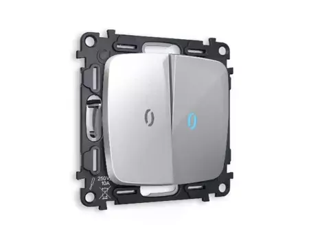 Комплект механизма 2-кл проходного выключателя с подсветкой Ambrella Volt Omega MO404040