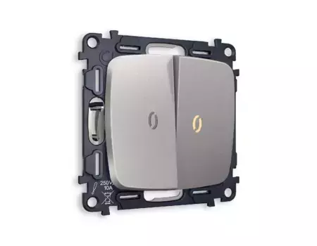 Комплект механизма 2-кл проходного выключателя с подсветкой Ambrella Volt Omega MO504030