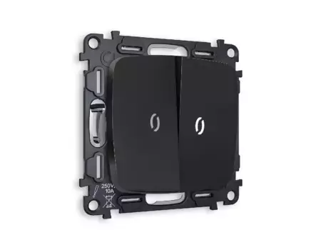 Комплект механизма 2-кл проходного выключателя с подсветкой Ambrella Volt Omega MO804035