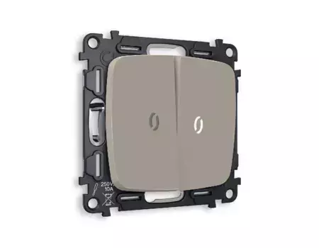 Комплект механизма 2-кл проходного выключателя с подсветкой Ambrella Volt Omega MO364035