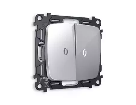 Комплект механизма 2-кл проходного выключателя с подсветкой Ambrella Volt Omega MO404035