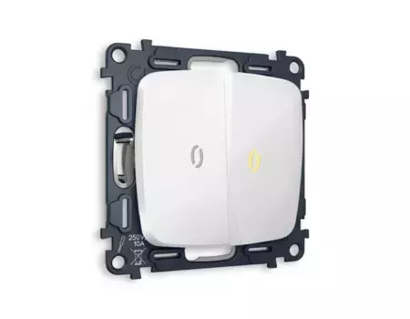 Комплект механизма 2-кл проходного выключателя с подсветкой Ambrella Volt Omega (OP1040, VM120, G22Y) MO104030