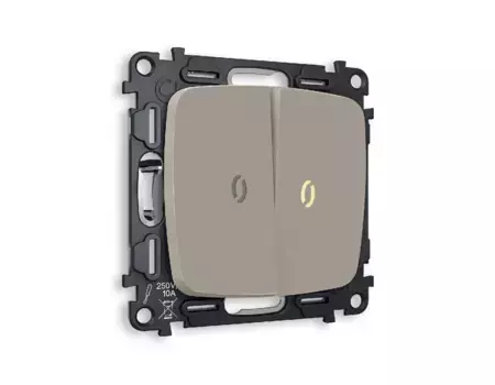 Комплект механизма 2-кл выключателя с подсветкой Ambrella Volt Omega MO364010