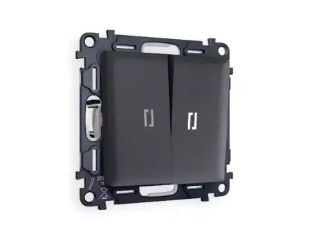 Комплект механизма 2-кл выключателя с подсветкой Ambrella Volt Alfa MA904015