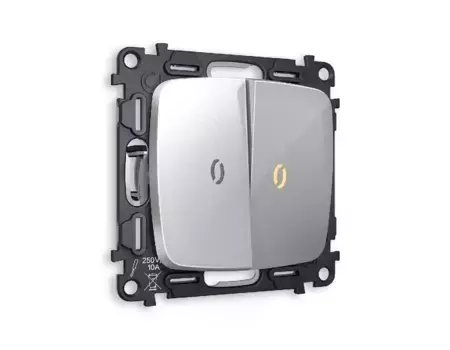 Комплект механизма 2-кл выключателя с подсветкой Ambrella Volt Omega MO404010