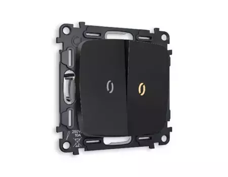 Комплект механизма 2-кл выключателя с подсветкой Ambrella Volt Omega MO804010