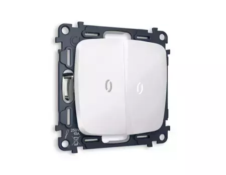 Комплект механизма 2-кл выключателя с подсветкой Ambrella Volt Omega (OP1040, VM115, G14W) MO104015