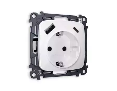 Комплект механизма электрической розетки USB A+C 20W Ambrella Volt Omega (OP1100, VM160) MO110010