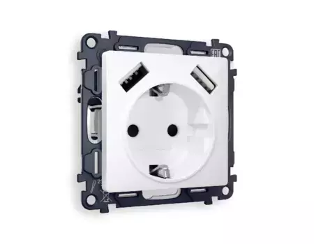 Комплект механизма розетки 2USB A+A 18W (быстрая зарядка) с/з Ambrella Volt Alfa MA109010