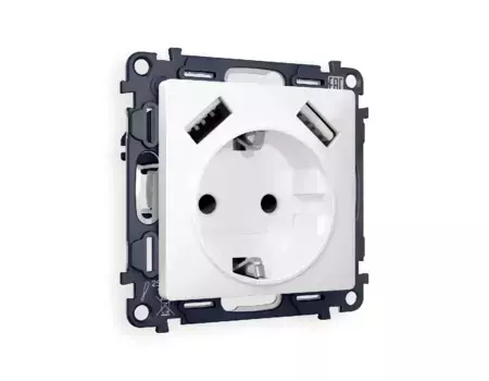 Комплект механизма розетки 2USB A+A 18W (быстрая зарядка) с/з Ambrella Volt Alfa MA129010