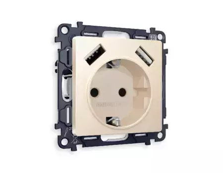 Комплект механизма розетки 2USB A+A 18W (быстрая зарядка) с/з Ambrella Volt Alfa MA329010