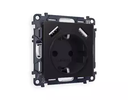 Комплект механизма розетки 2USB A+A 18W (быстрая зарядка) с/з Ambrella Volt Alfa MA809010