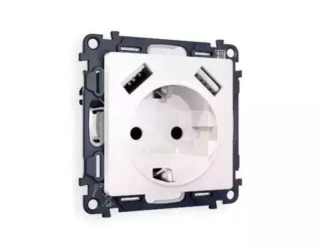 Комплект механизма розетки 2USB A+A 18W (быстрая зарядка) с/з Ambrella Volt Alfa MA209010