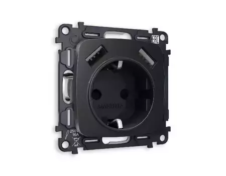 Комплект механизма розетки 2USB A+A 18W (быстрая зарядка) с/з Ambrella Volt Omega MO809010