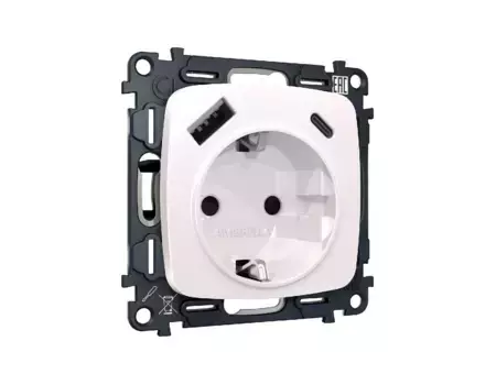 Комплект механизма розетки 2USB A+C 20W (быстрая зарядка) с/з Ambrella Volt Omega MO210010