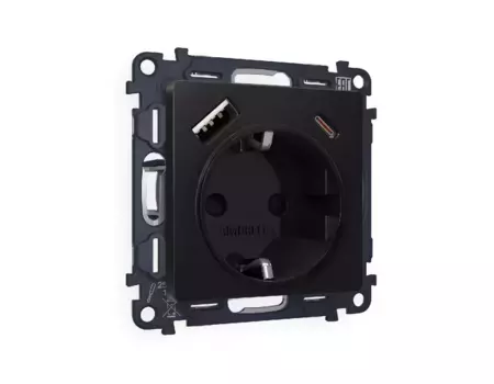 Комплект механизма розетки 2USB A+C 20W (быстрая зарядка) с/з Ambrella Volt Alfa MA810010