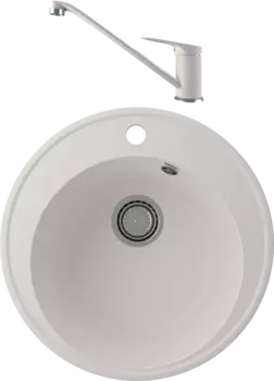 Комплект Мойка кухонная Domaci Солерно DN 485-01 жасмин + Смеситель для кухни Domaci Солерно UQ-004-01 жасмин