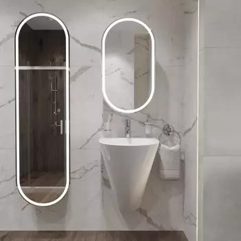 Комплект Раковина STWORKI моноблок 48 100501-101 + Сифон для раковины Wirquin Минор с отводом для стиральной машины + Зеркало-шкаф STWORKI Мальмё МВК