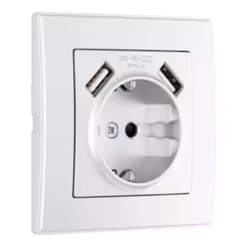 Комплект розетки с/з и шторками + USB и рамкой Arte Milano SET06-1-47-1 silver