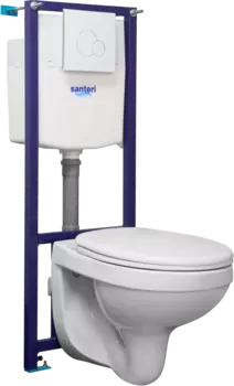 Комплект Santeri Альфа Комфорт кнопка белая, с сидением с микролифтом