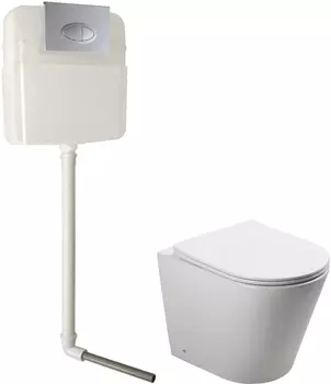 Комплект SantiLine SL-5020 + SL-02 безободковый унитаз, с микролифтом+ система инсталляции с кнопкой смыва