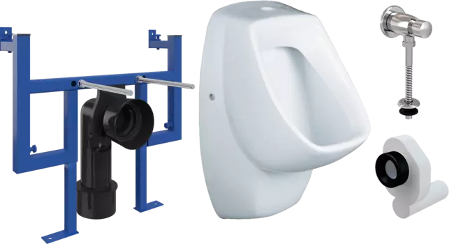 Комплект Система инсталляции для писсуаров STWORKI 540200 + Писсуар Santek Гала 1WH301774 подвесной + Смывное устройство для писсуаров AlcaPlast ATS0