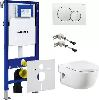 Комплект Система инсталляции для унитазов Geberit Duofix UP320 111.300.00.5 + Чаша для унитаза подвесного Roca Meridian 346247000 + Кнопка смыва Geberit
