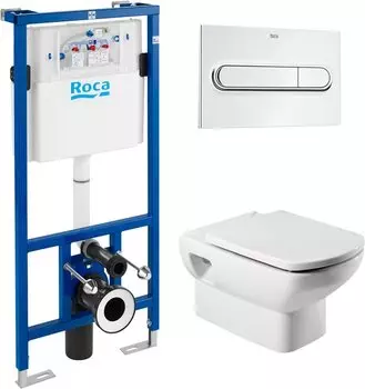 Комплект Система инсталляции для унитазов Roca DUPLO WC 890090020 + Кнопка смыва Roca PL1 Dual хром + Крышка-сиденье Roca Dama Senso