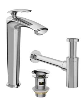 Комплект Смеситель STWORKI Гётеборг S03020CR хром + Сифон SD-001CR хром + Донный клапан SW-001CR хром