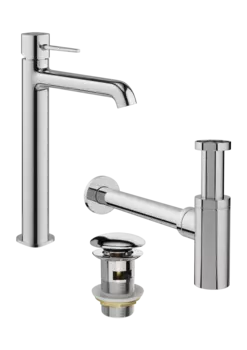 Комплект Смеситель STWORKI Эстерсунд S31020CR хром + Сифон SD-001CR хром + Донный клапан SW-001CR хром