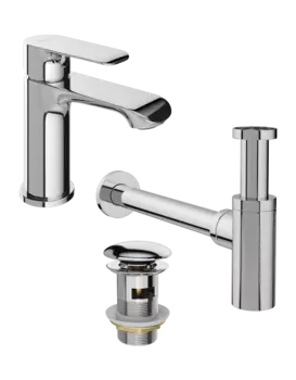 Комплект Смеситель STWORKI Копенгаген S42010CR хром + Сифон SD-001CR хром + Донный клапан SW-001CR хром