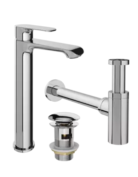 Комплект Смеситель STWORKI Копенгаген S42020CR хром + Сифон SD-001CR хром + Донный клапан SW-001CR хром