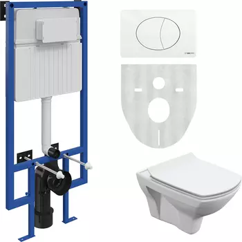Комплект STWORKI Унитаз подвесной Cersanit Carina XL Clean On DPL EO slim + Система инсталляции для унитазов STWORKI 510162 + кнопка смыва