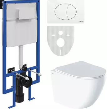 Комплект STWORKI Унитаз подвесной IDDIS Blanco BLARDSEi25 безободковый + Система инсталляции для унитазов STWORKI 510163 + кнопка смыва