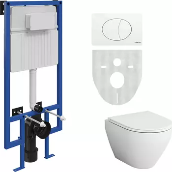 Комплект Унитаз подвесной AM.PM Spirit V2.0 с микролифтом + Система инсталляции для унитазов STWORKI 510162 + кнопка смыва