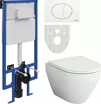 Комплект Унитаз подвесной AM.PM Spirit V2.0 с микролифтом + Система инсталляции для унитазов STWORKI 510163 + кнопка смыва