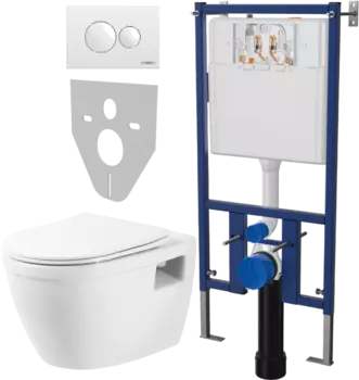 Комплект Унитаз подвесной BelBagno Loto BB070CHR/SC безободковый, с микролифтом + Система инсталляции для унитазов DIWO 4501 + Кнопка смыва DIWO 7310 белая