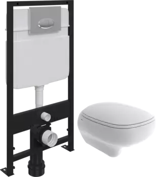Комплект Унитаз подвесной Bocchi Fenice 1166-001-0129 белый глянцевый, с микролифтом + Система инсталляции для унитазов EWRIKA ProLT 0026-2020 с кнопкой смыва 0051 хром