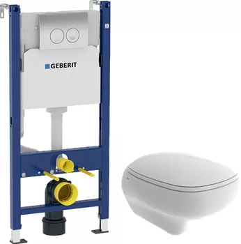Комплект Унитаз подвесной Bocchi Fenice 1166-001-0129 белый глянцевый, с микролифтом + Система инсталляции для унитазов Geberit UP100 458.124.21.1S с кнопкой смыва хром