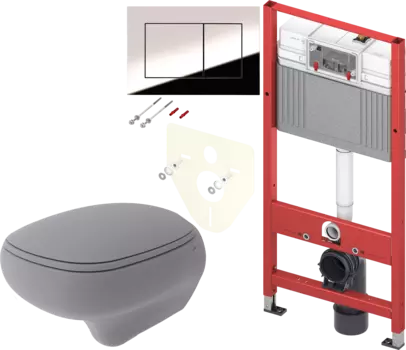 Комплект Унитаз подвесной Bocchi Fenice 1166-006-0129 с микролифтом, серый матовый + Система инсталляции для унитазов TECE Now 9400412 4 в 1 с кнопкой смыва